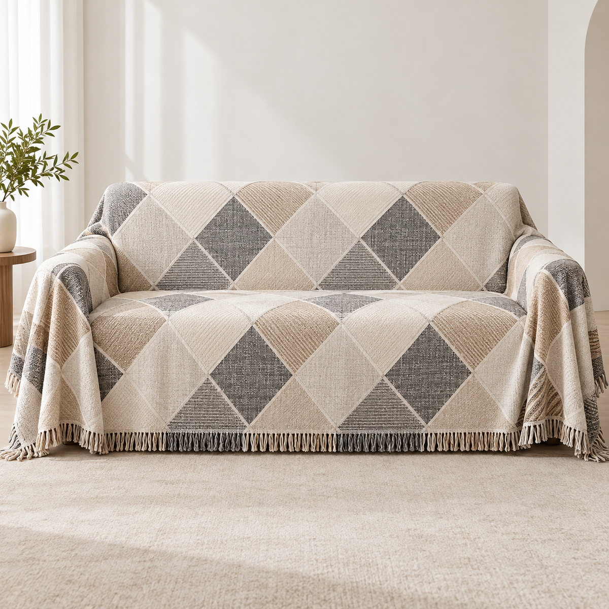 Abstract Pattern Rhombus Grid Sofa Cover