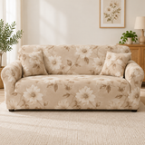 Beige Flower Elastic Stretchable Sofa Cover