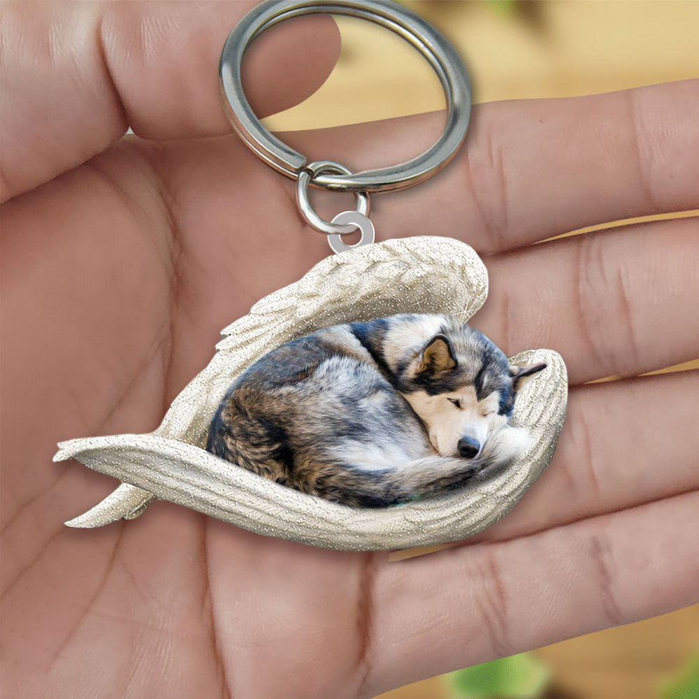 Alaskan Malamute Sleeping Angel Acrylic Keychain