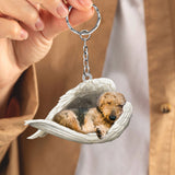 Airedale Terrier Sleeping Angel Acrylic Keychain