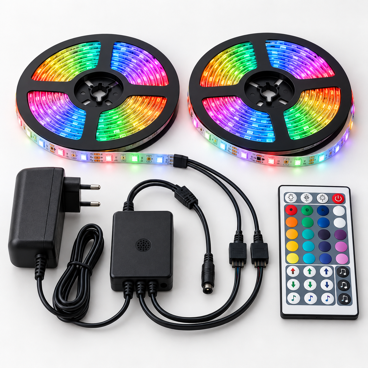 2x5M Music Sound Activated LED Strip Light Waterproof 3528 RGB Tape Under Cabinet Kitchen Lamp Set + 44Keys Remote Control