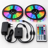 2x5M Music Sound Activated LED Strip Light Waterproof 3528 RGB Tape Under Cabinet Kitchen Lamp Set + 44Keys Remote Control