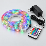 5M DC12V RGB Waterproof Indoor Outdoor Music LED Strip Light + 20 Keys Remote Control + Power Adapter