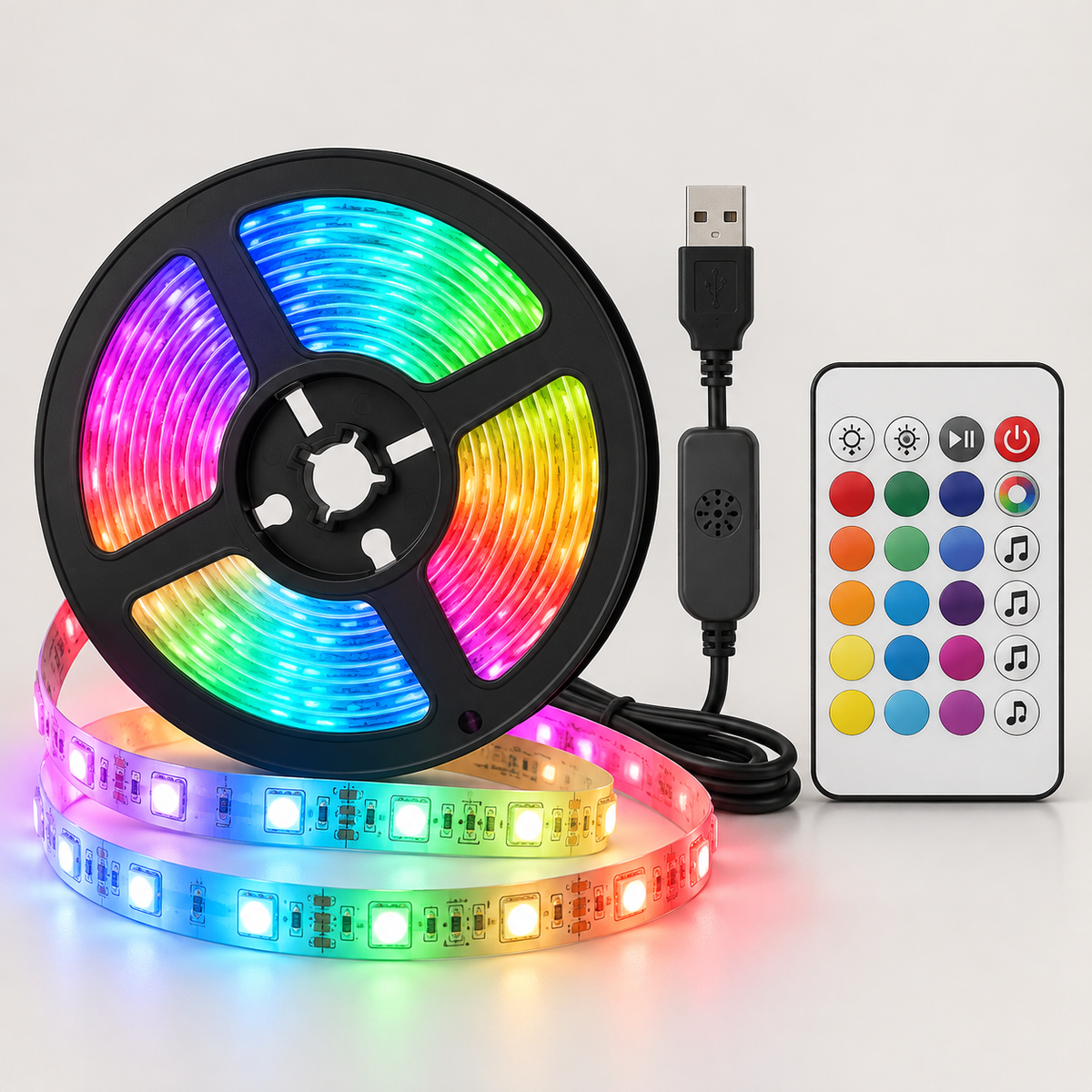 0.5M/1M/1.5M/2M/3M/4M Non-waterproof Music Sound Activated Remote Control 5050 LED Strip Light DC5V
