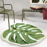 Feblilac Green Monstera Tufted Bath Mat