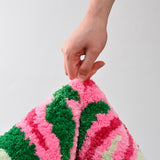 Leaf Shaped Bath Mat – Tropical Pink and Green Rug for Bathroom, Bedroom, Entryway
