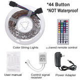DC12V 2835SMD 5M 300LED Strip Light Waterproof Non-waterproof RGB Lamp + 24/44 key IR Controller+ Power Adapter