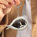 Boston terrier Sleeping Angel Acrylic Keychain