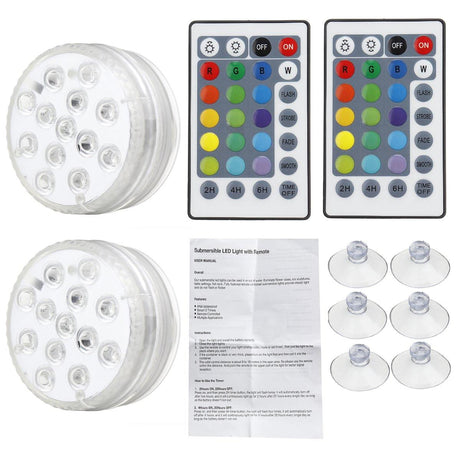 2PCS/4PCS LED Underwater Light Waterproof RGB Swimming Pool Lamp + 24Keys IR Remote Control