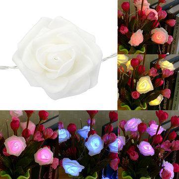 2M 20 LED Battery Powered Rose Flower Fairy String Light for Window Display Home Christmas Decor