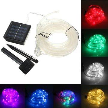 7M 50 LED Solar Waterproof LED Rope Tube String Fairy Light Xmas Party Garden Decor