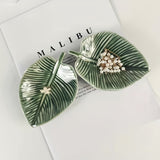 Green Leaf-Shape Jewelry Tray, Ceramic Nordic Style Jewelry Storage