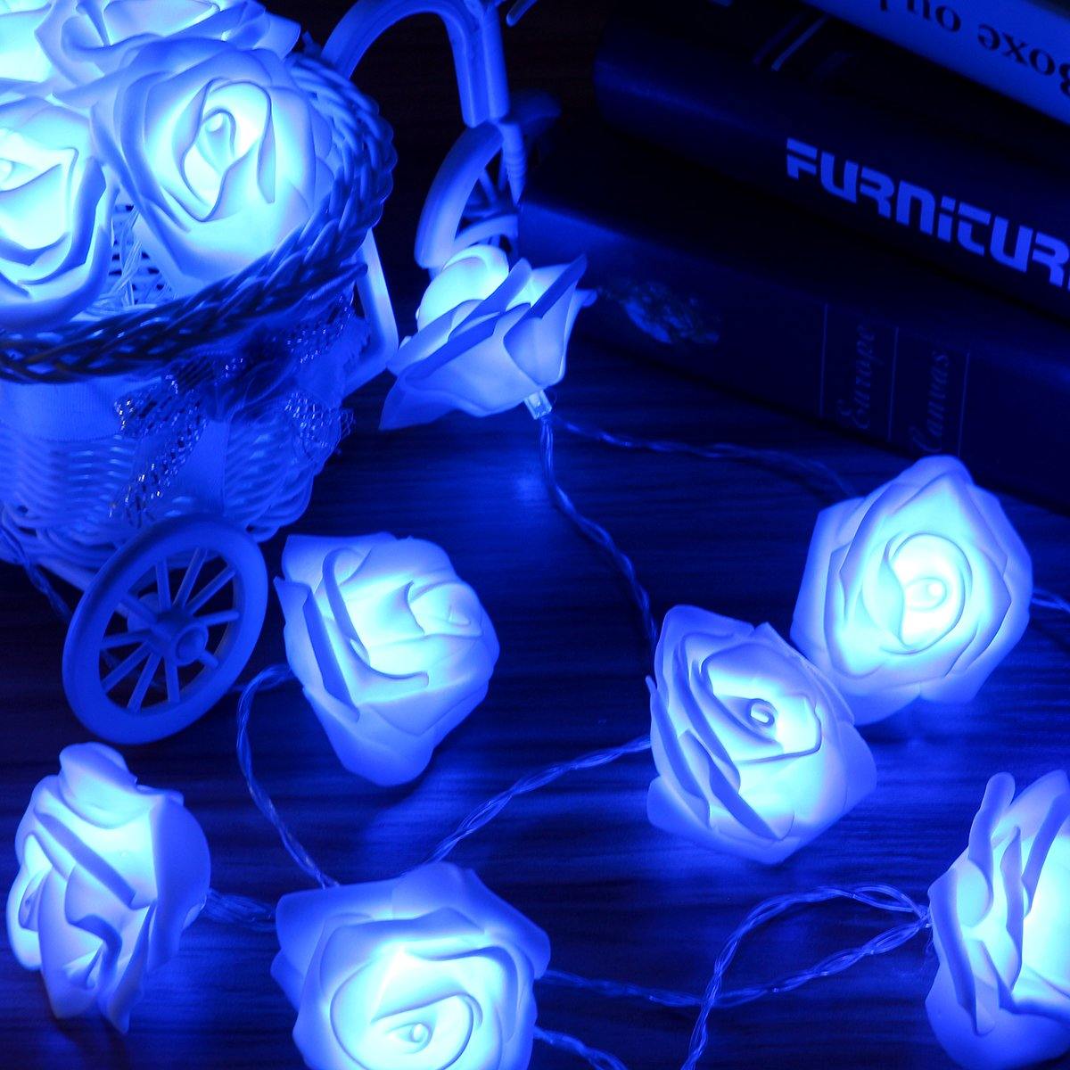 2M 20 LED Battery Powered Rose Flower Fairy String Light for Window Display Home Christmas Decor