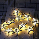 1.65M Battery Powered 10PCS Star Shape Eid Ramadan LED String Light Indoor Home Party Decor - Lighting