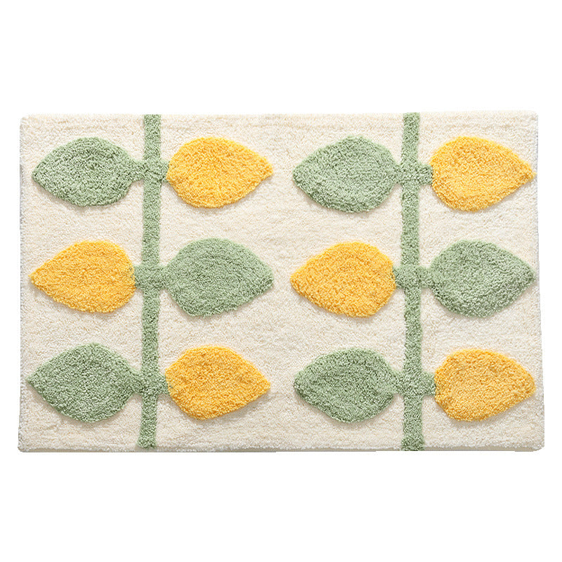 Abstract Four Color Leaves Bath Mat