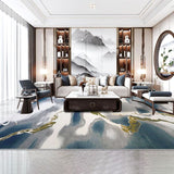 Abstract Modern Style Area Rug, Blue Grey Carpet for Living Room