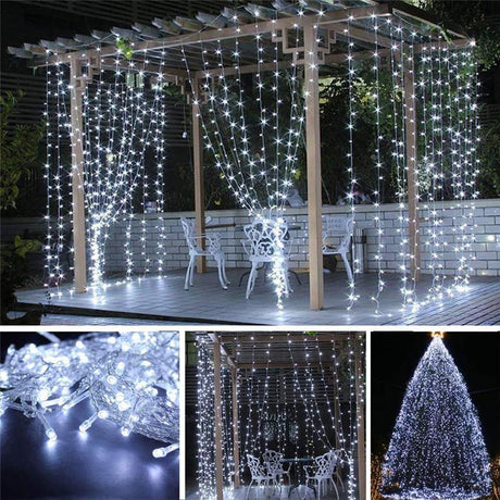 3x3M 300LED Outdoor Christmas Window Curtain String Fairy Wedding Light 110V US