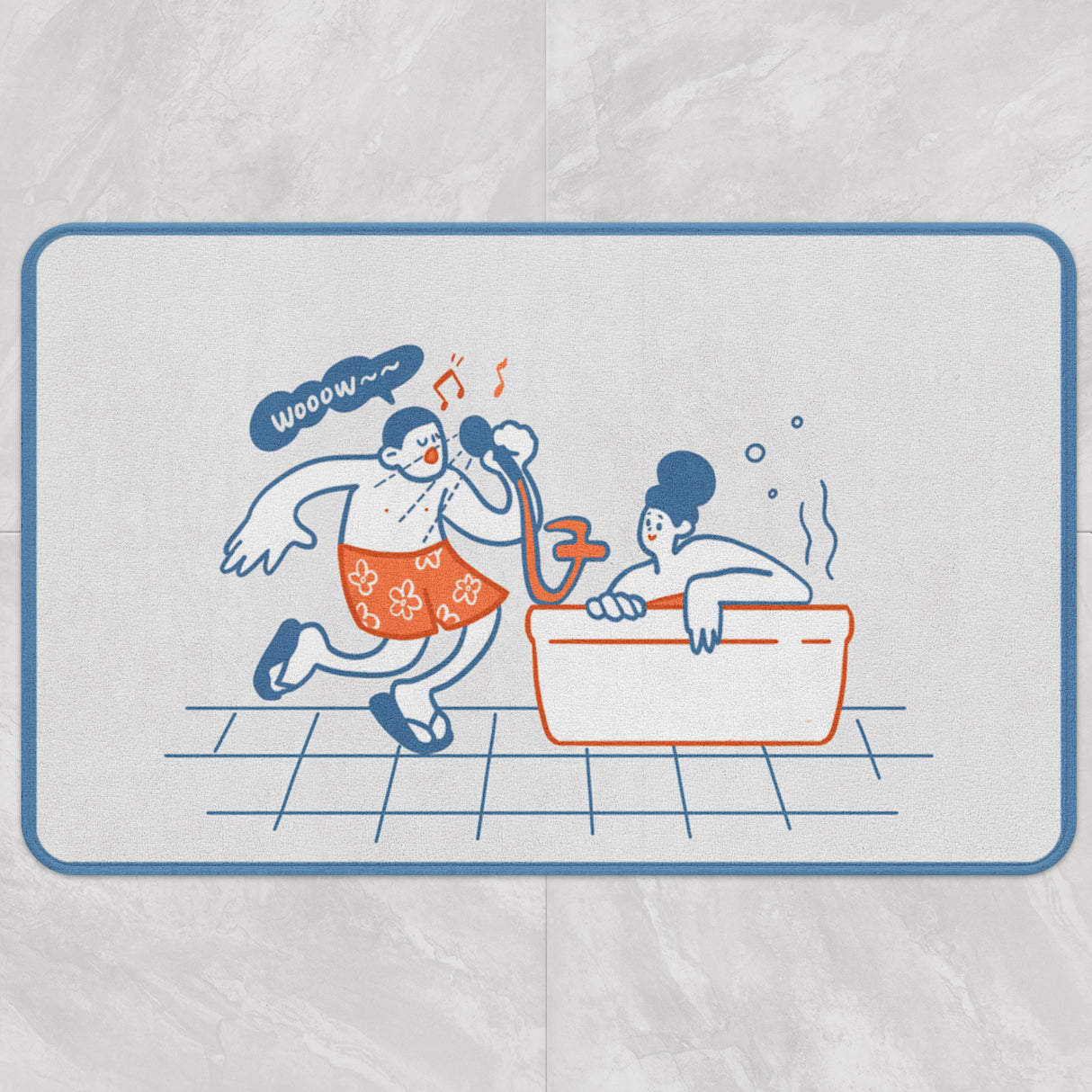 Feblilac Bath Couple Singing Bath Mat