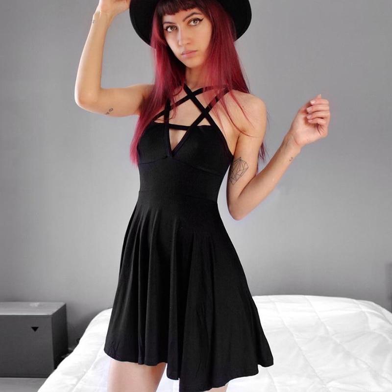 2021 New Sexy Pentagram Vintage Gothic Dress