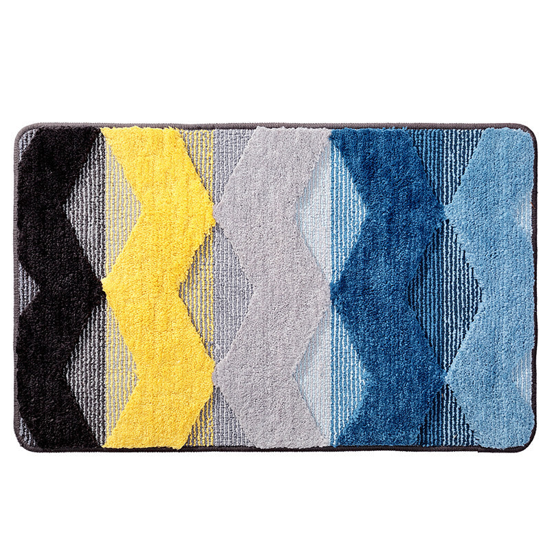 Blue Wave Geometric Bath Mat