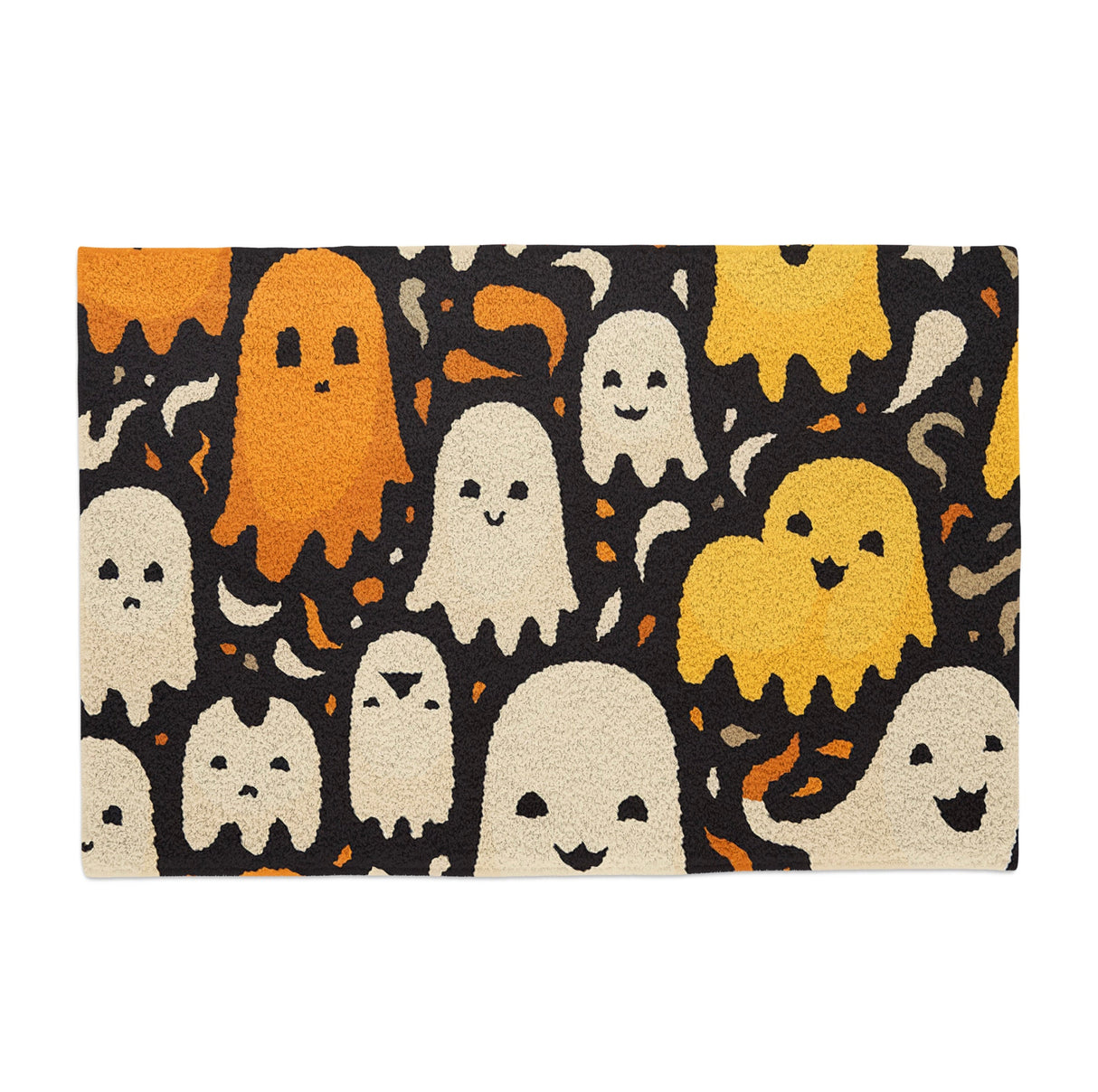 Feblilac Orange Ghots Halloween Party Tufted Bath Mat