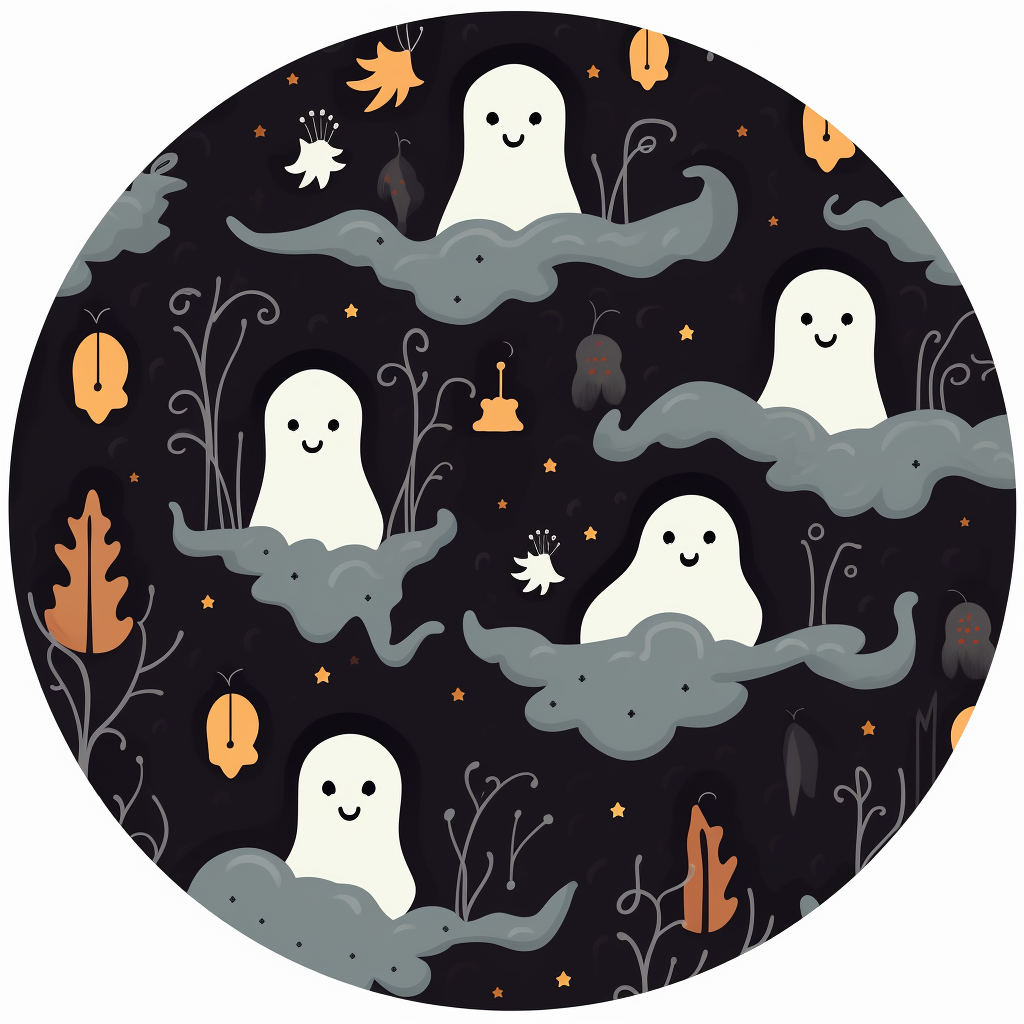 Feblilac Black and White Halloween Ghots Tufted Bath Mat