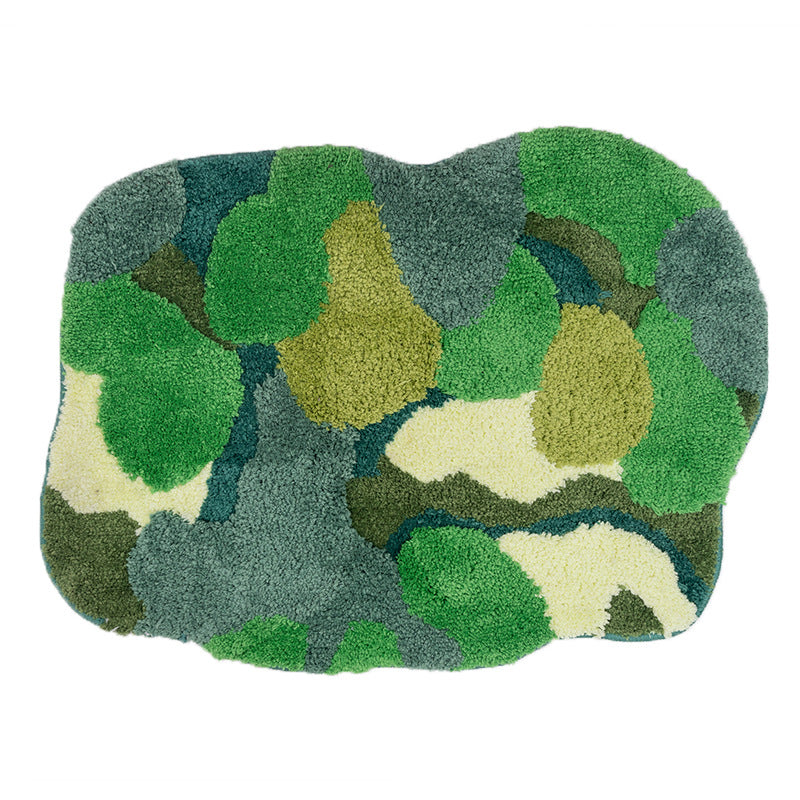 Feblilac Green Moss Garden Bath Mat, Cute Lovely Forest Bathroom Rug, Soft Flush Non-Slip Water Absorbent Mat