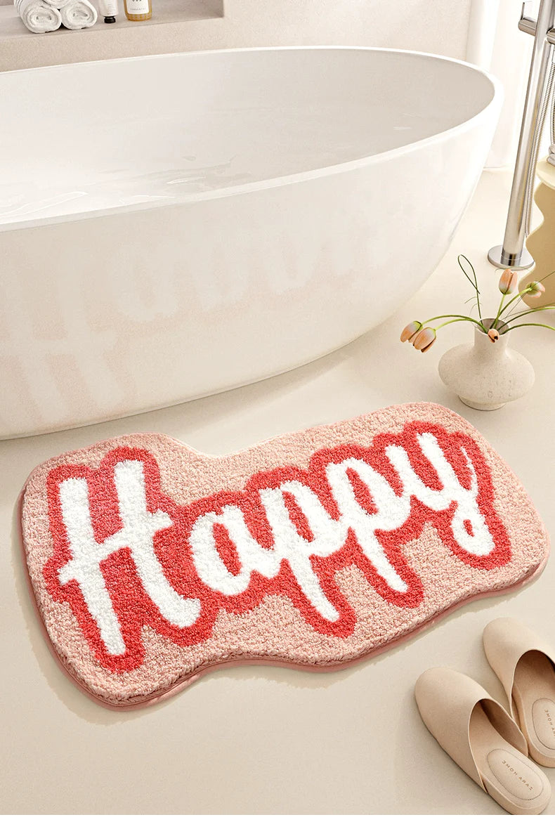 Feblilac Pink Happy Tufted Bath Mat