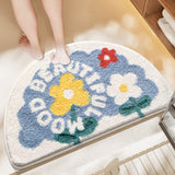 Feblilac Semicircle Three Little Flowers Tufted Bath Mat