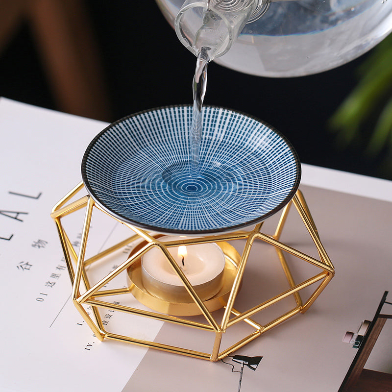 Gold Matrix Iron Art Aromatherapy Lamp | Candle Holder | Aroma Burner