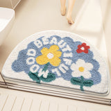 Feblilac Semicircle Three Little Flowers Tufted Bath Mat