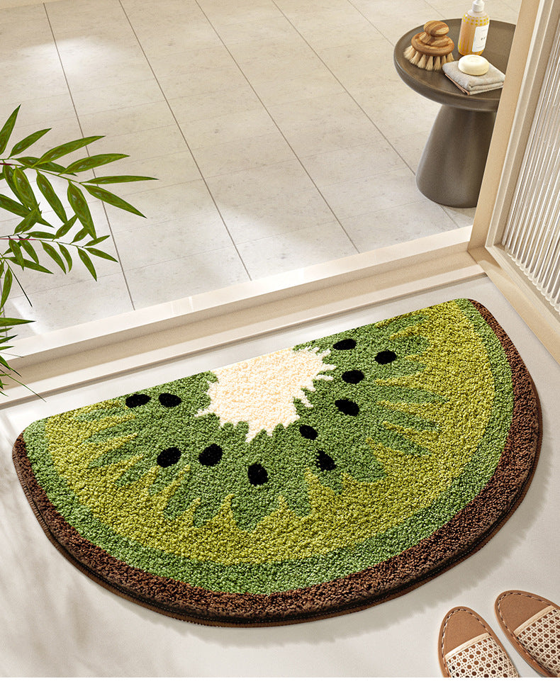 Feblilac Fruit Semicircle kiwi Tufted Bath Mat