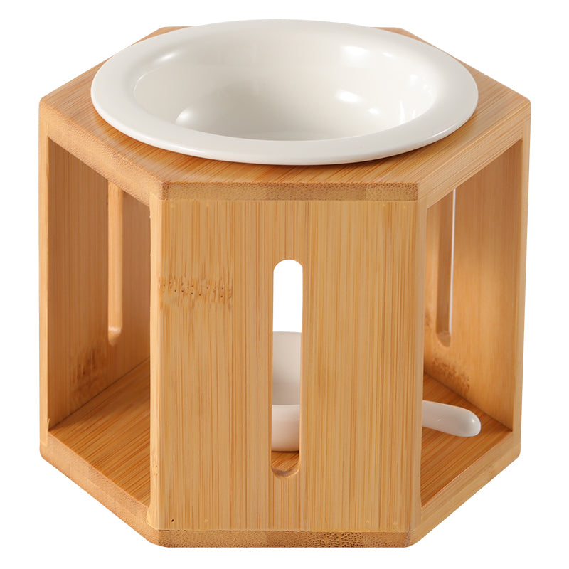 Hexagonal Bamboo Wood Aromatherapy Lamp: Ceramic Essential Oil Burner