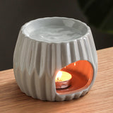 Light Gray Ribbed Heart Ceramic Aroma Burner