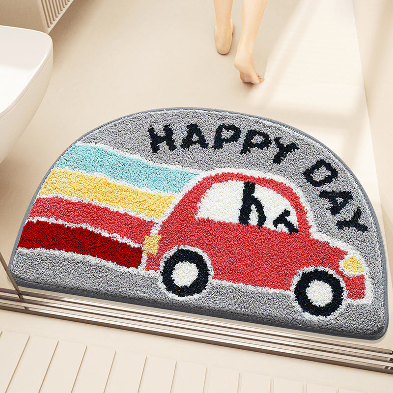 Feblilac Semicircle Rainbow Car Tufted Bath Mat