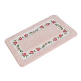 Feblilac Pink Rose Flower Bath Mat, Lovely Floral Garden Bathroom Rug, Soft Flush Non-Slip Water Absorbent Mat for Bath Tub Shower Room