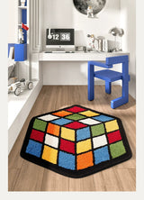 Feblilac Colorful Rubik's Cube Tufted Bath Mat