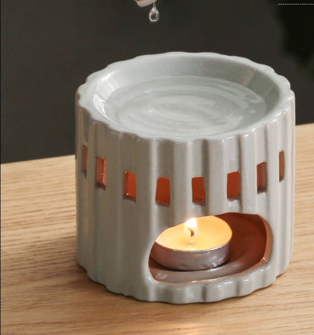 Light Grey Vertical Pattern Aroma Burner