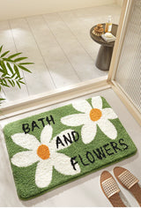 Feblilac White Daisy Tufted Bath Mat