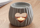 Light Gray Ribbed Heart Ceramic Aroma Burner