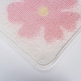 Feblilac Flowers Bath Mat, Pink Yellow Bathroom Rug, Soft Flush Non-Slip Water Absorbent Mat