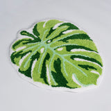 Feblilac Green Leaf Bath Mat, Monstera Bathroom Rug, Soft Flush Non-Slip Water Absorbent Mat