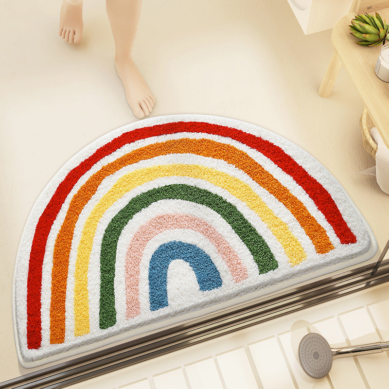 Feblilac Semicircle Rainbow Tufted Bath Mat