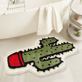 Feblilac Green Cactus Tufted Bath Mat