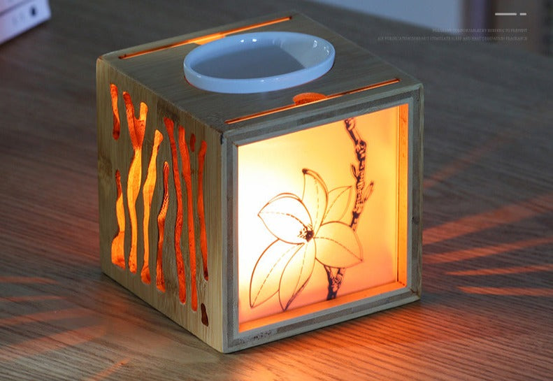 Flower Shadow Glass Aroma Burner & Oil Lamp