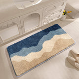 Feblilac Waves Tufted Bathroom Mat Toilet U-Shaped Floor Mat