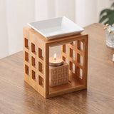 Bamboo Square Aroma Burner & Oil Lamp