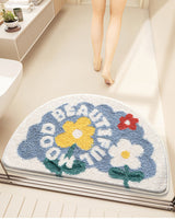 Feblilac Semicircle Three Little Flowers Tufted Bath Mat