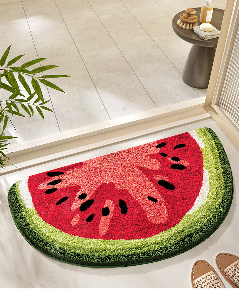 Feblilac Fruit Semicircle Watermelon Tufted Bath Mat