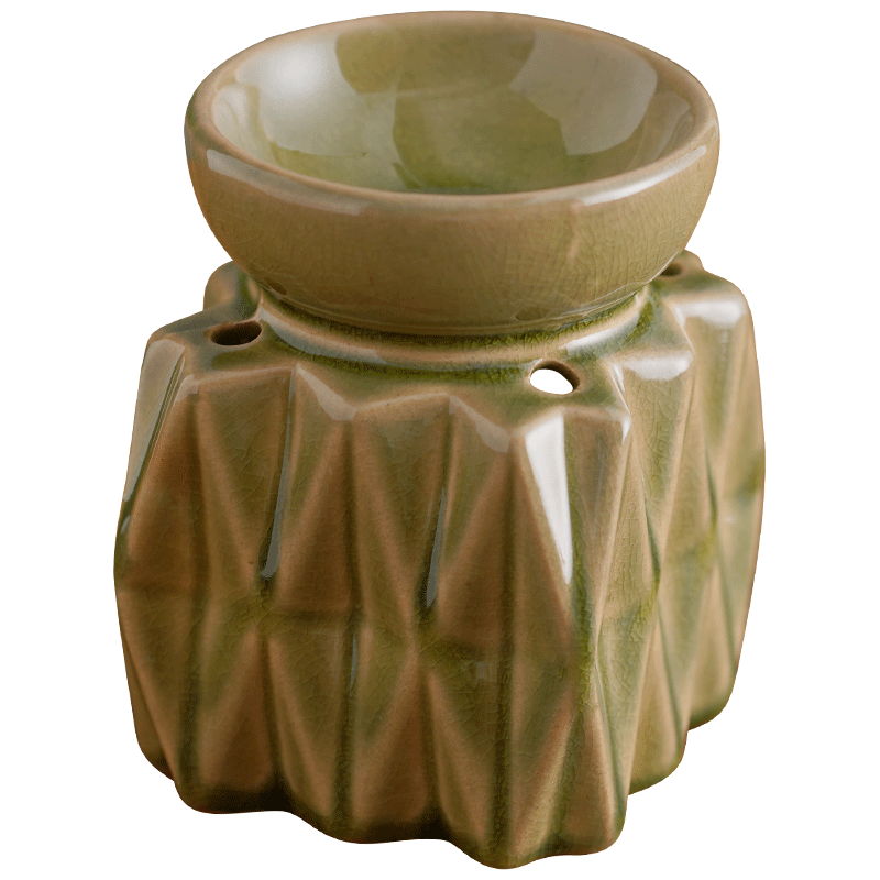 Retro Ceramic Aromatherapy Oil Lamp | Green Diamond Design | Aroma Burner